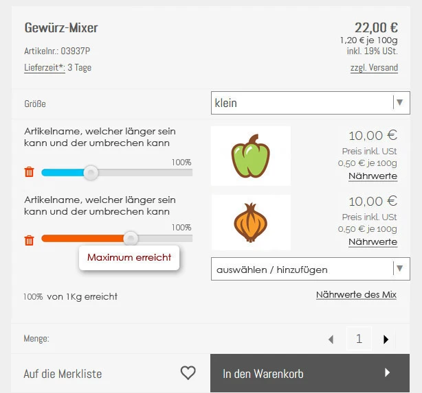 Artikelmix im Artikel - Artikelmixer