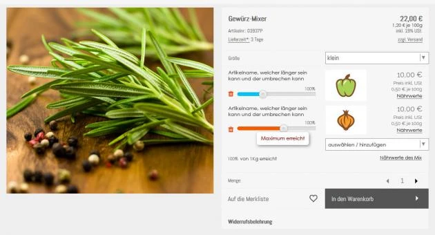 Artikelmix im Artikel - Artikelmixer