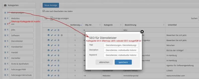 Dynamisches Sitemap-Modul