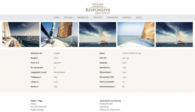 Objektbasiertes Portal z.B. für Immobilien, Yachten, Autohändler usm.