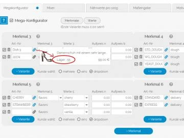 Artikel-Set - Lagerhaltung für Megakonfigurator