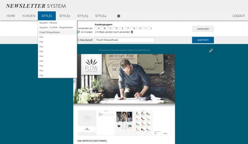 Design Newslettersystem Massenmailing zur Miete