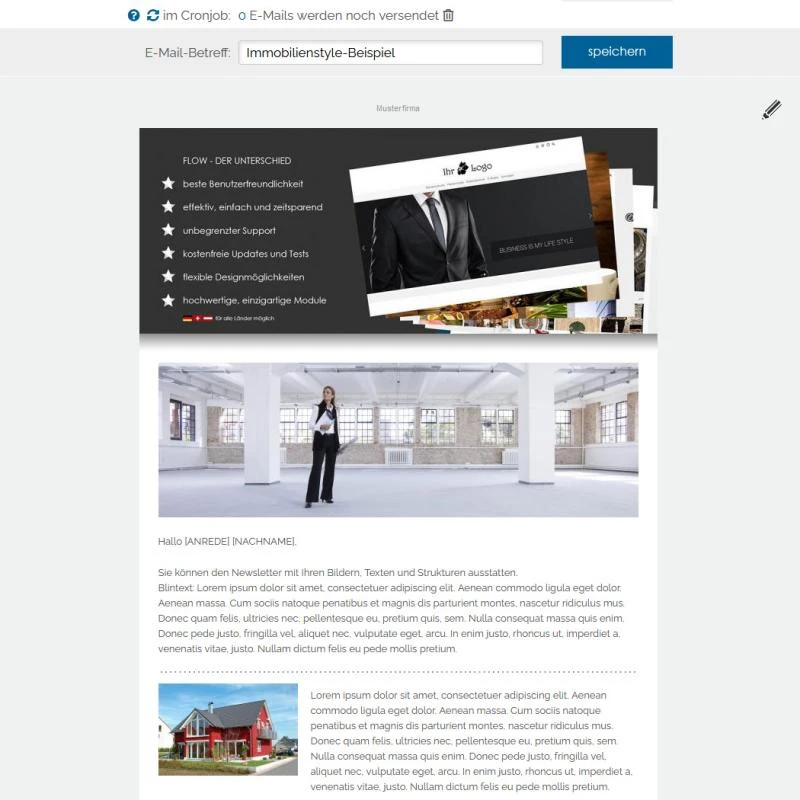 Design Newslettersystem Massenmailing zur Miete