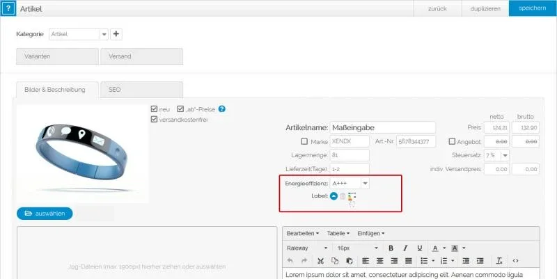 Energieeffizienzlabel-Modul
