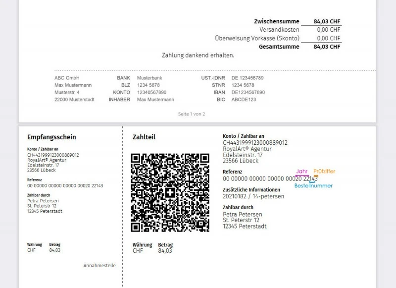 Swiss QR Bill, QR-Rechnungen, Zahlschein